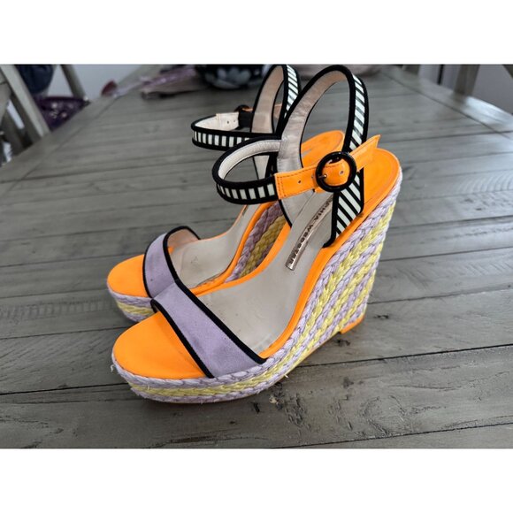 Sophia Webster Multicolor Suede Patent Leather Espadrille Wedges Size 38 - Picture 2 of 15
